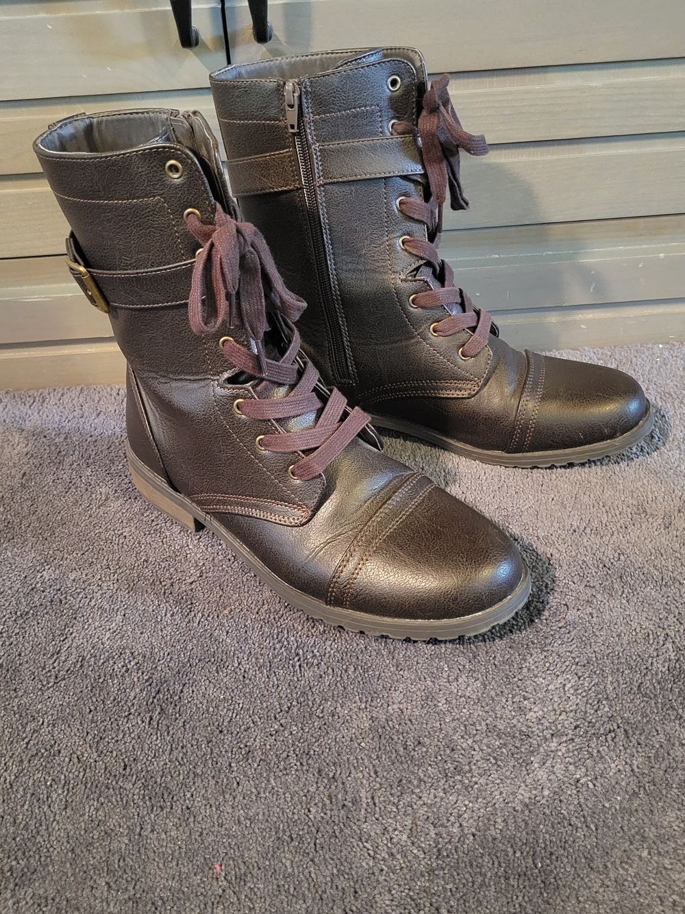 Women's Brown Lace-Up Combat Boots